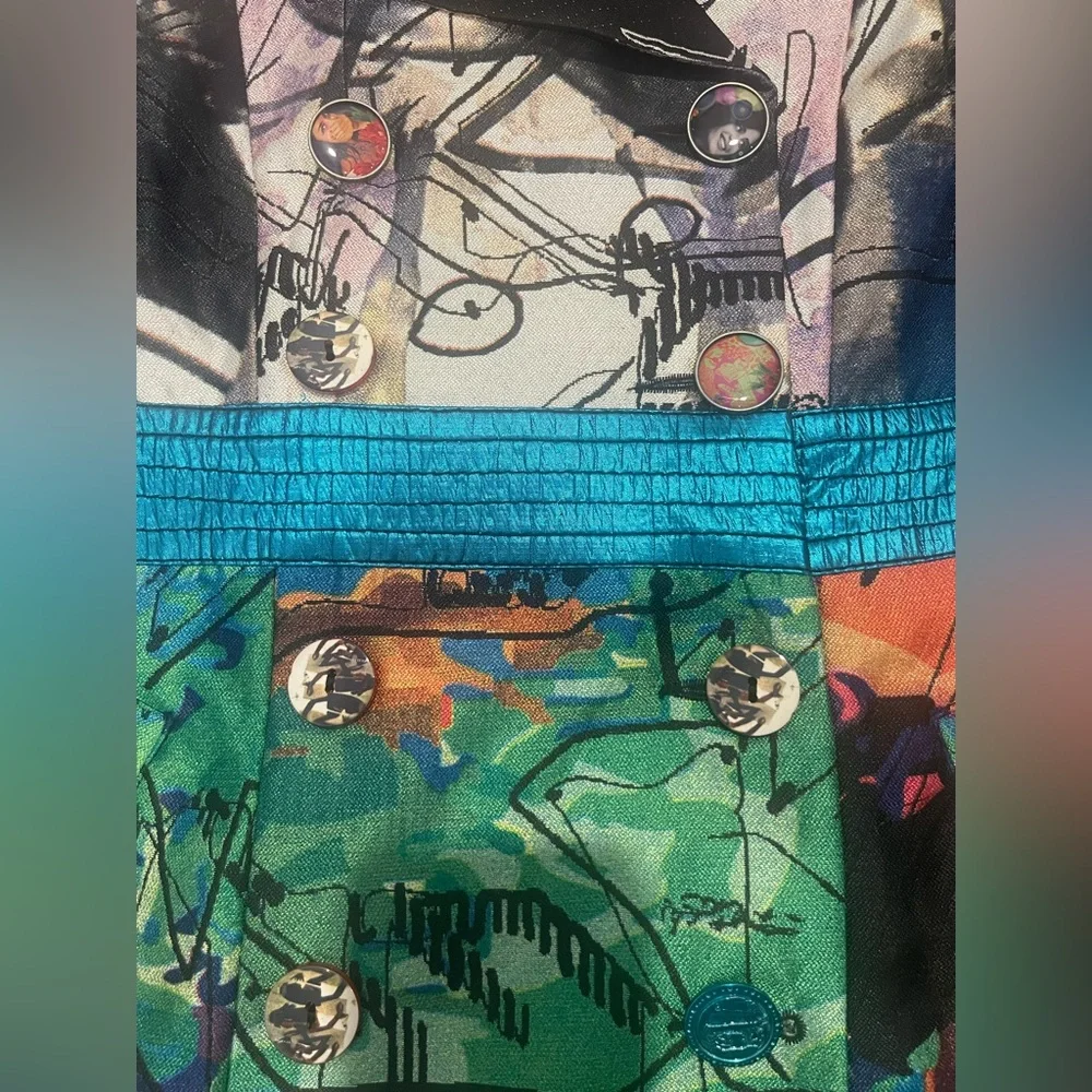 NEW 🦋Desigual Floral Embroidered Jacket 40 (m-large) trench coat multicolor - Picture 7 of 12